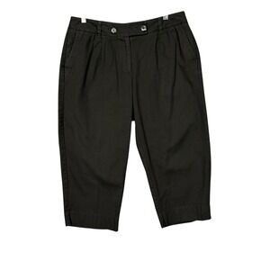 Talbots Pants Womans 12W Petite Black Classic Cotton Stretch Blend Capri Cropped